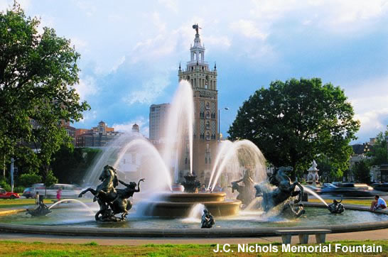 One of the many fountains of KC, Missouri.